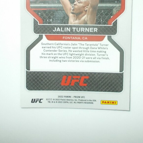 Jalin Turner 2022 Panini Prizm Pink Ice UFC Rookie Card MMA Fighter - Picture 6 of 6